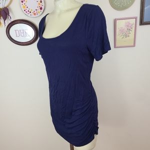 Maurices Scoop Neck Side Ruched Blue Top | Large